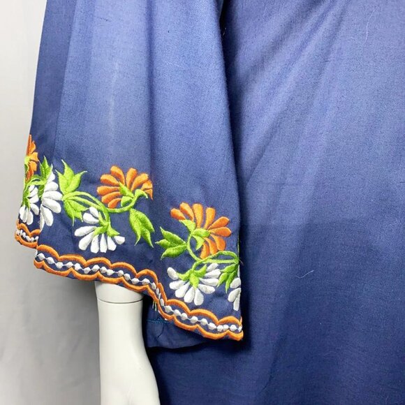 VINTAGE 1970's embroidered Palm Springs maxi kaftan - Picture 6 of 7